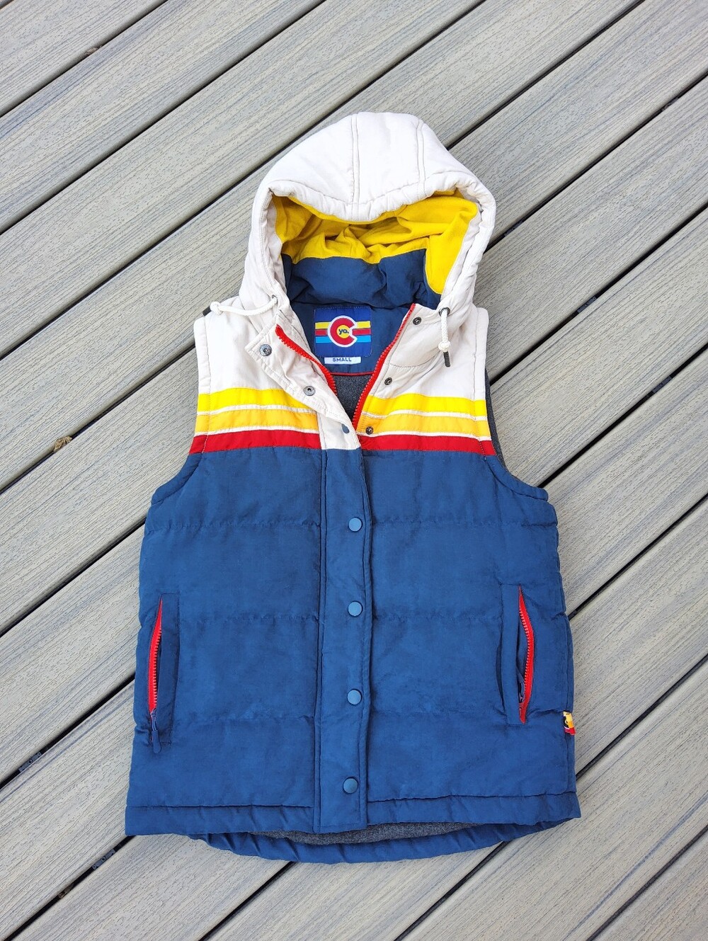 Yo Colorado Retro Stripe Puffer Vest